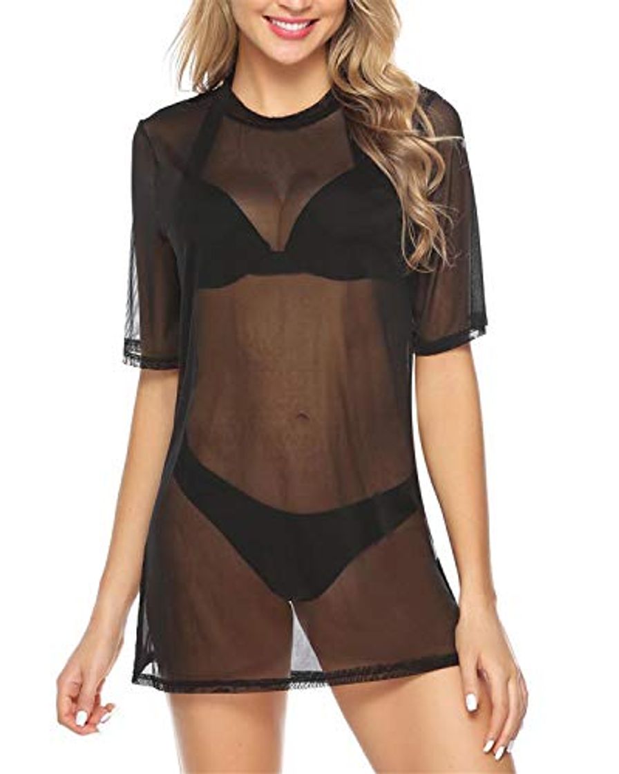 Product Hawiton Vestido de Playa Mujer Transparente Pareos Sexy Camisola de Playa Traje de Baño Cover Up Bikini Cover up