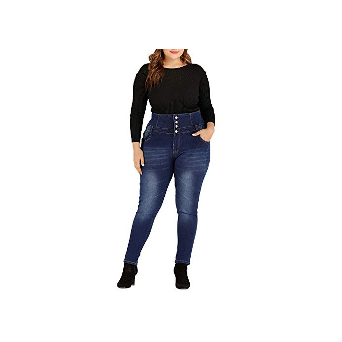 Fashion MIALIFEX mujeres botón de invierno pantalones vaqueros más tamaño cintura alta flaco pantalones de mezclilla casual estiramiento lápiz jeans damas calca feminina