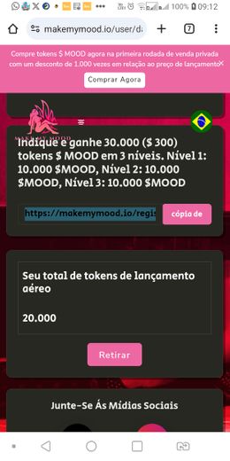 Ganhe $ 300 com indicações - Airdrop MOOD