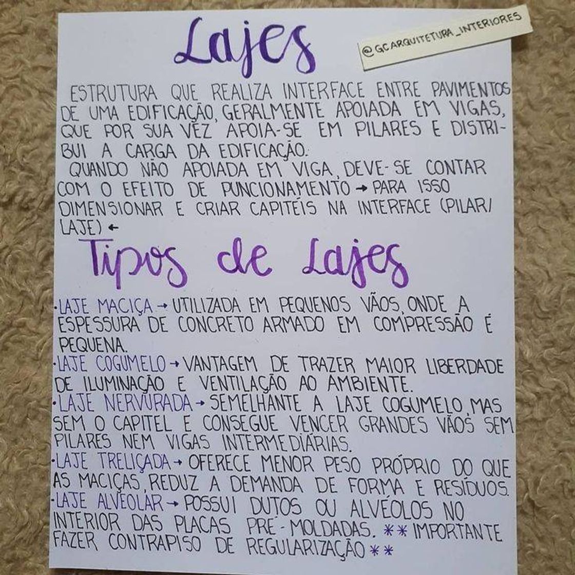 Moda Resumo didático: Tipos de laje