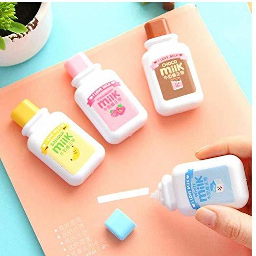 Places Romote 4PCs Corrección UTE Leche Cinta Material Escolar Kawaii Papel de la