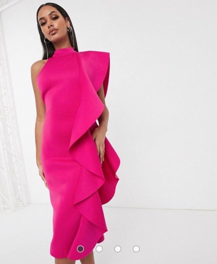 Products Lavish Alice ASOS pink ruffle midi pencil dress 