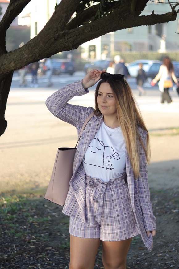 Social Calções Xadrez Lilás