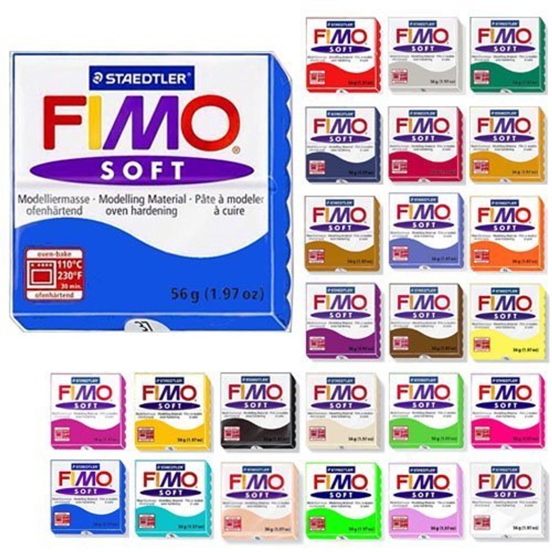 Lugar Fimo Soft Starter Pack 12 x 56g Multicolour Blocks by Steadtler