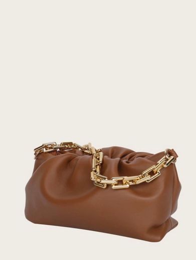 Chain Handle Ruched Bag