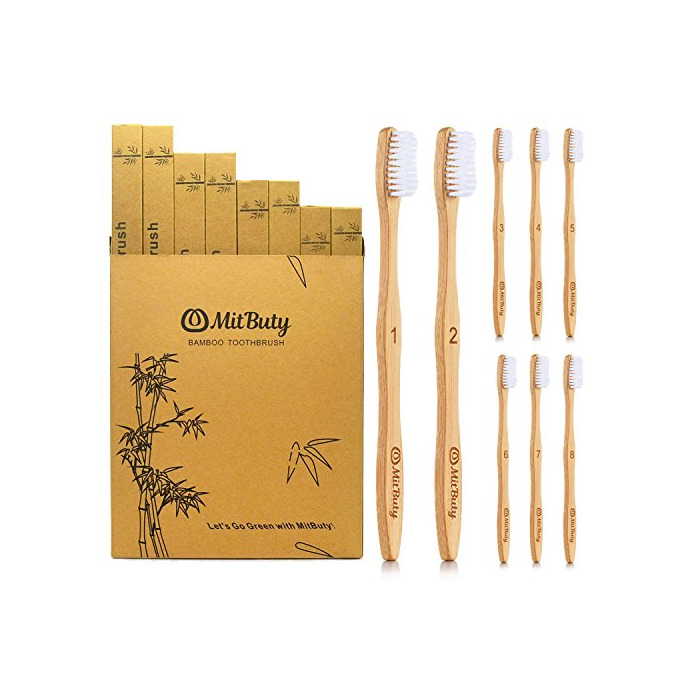 MitButy Cepillo de Dientes de Bambú [8 Uds] Cepillo de Dientes De