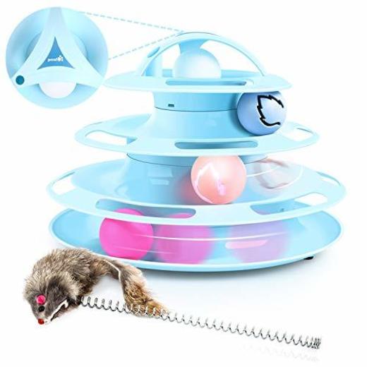 Pecute Juguete para Gatos con Diseño de Torre con 4 Pelotas de