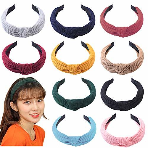 Beauty 10Pcs de Pelo Anchas Diadema de Nudo Bandas de Pelo Para la