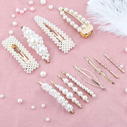 Beauty Makone Pearl Hair Clip -12 PCS Pearl Hair Clip Hairpins Hair Barrette