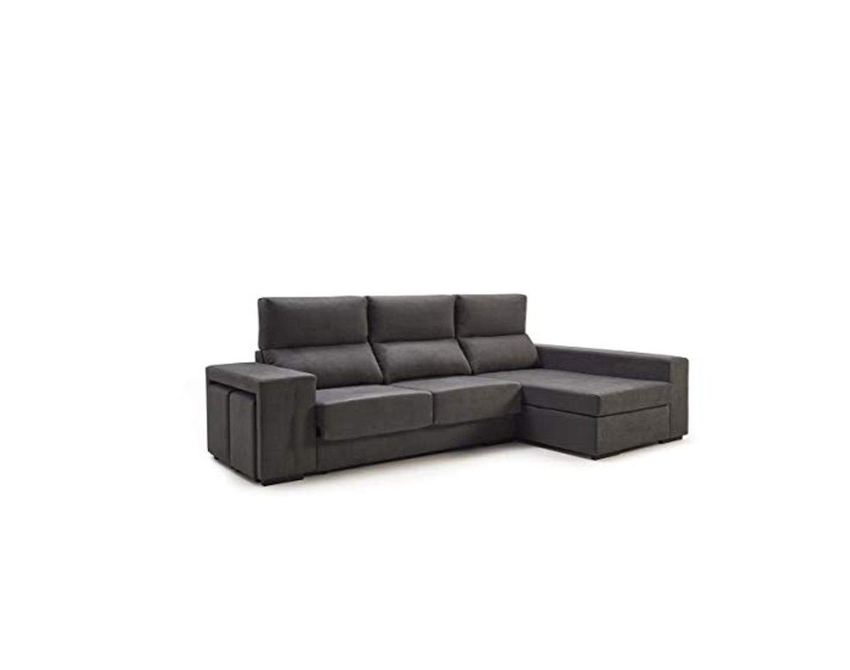 Social Home Heavenly®- Sofá ChaiseLongue, Marte, 3 plazas con arcón, tapizado Color Gris,