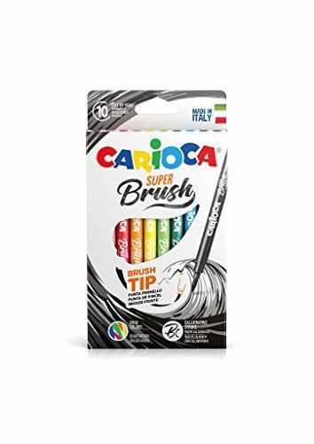 Carioca Super Brush - Caja con 10 rotuladores con punta de pincel