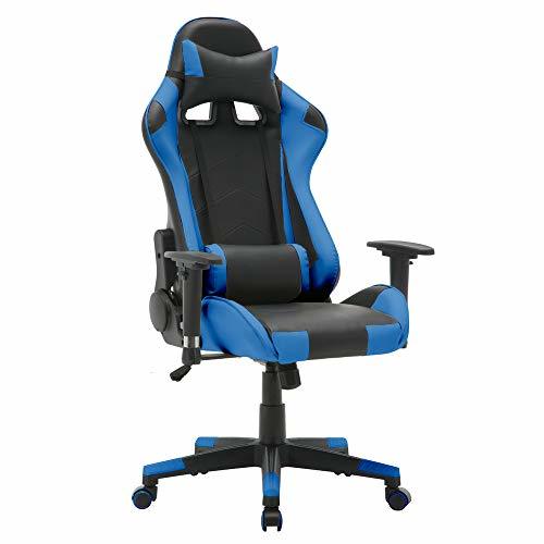 Home T-LoVendo TY-OC-RC1-BLUE Silla Gaming Oficina Racing Sillon Gamer Despacho Profesional Videojuegos PC