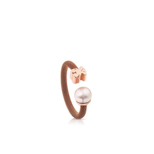 Anillo TOUS Icon Mesh de acero IP rosa y plata vermeil rosa