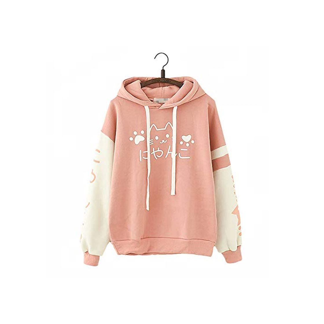 Social Linda Chicas Kawaii japonés Palabra Texto Dúo de Color Gato Kawaii Impresión Diseño Calentar Sudadera con Capucha de Verano