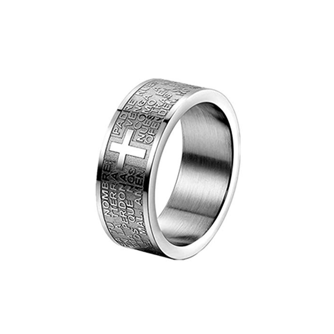 Moda JewelryWe Anillo para Hombre y Mujer, Anillo de Compromiso Cruz Grabado, Anillo