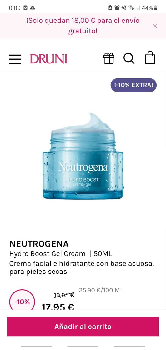 Fashion Hydro Boost Gel Cream NEUTROGENA Crema facial e hidratante ...