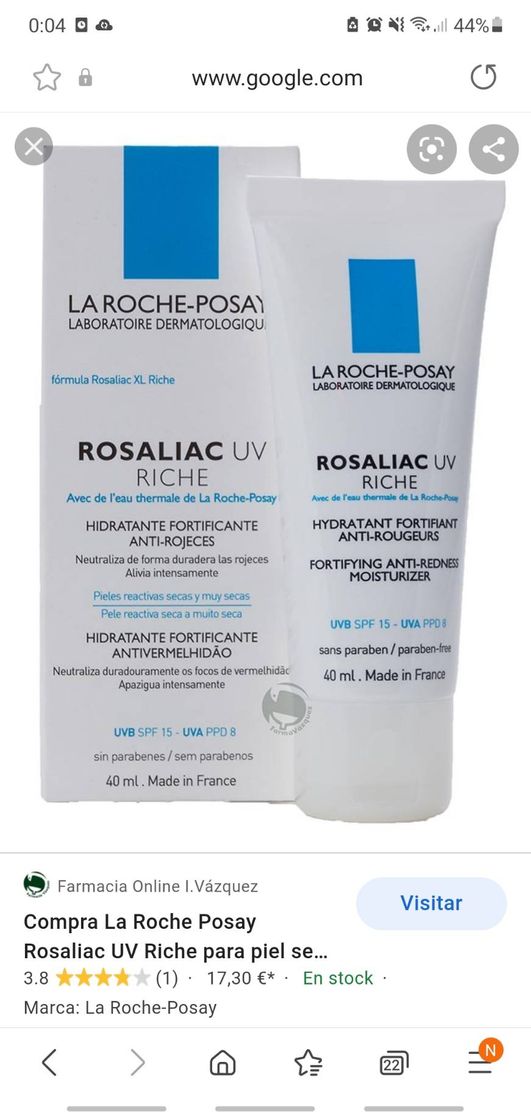 Moda Compra La Roche Posay Rosaliac UV Riche para piel seca y muy ...