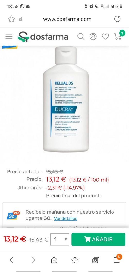 Moda Ducray Kelual DS Champú Piel Descamada 100ml