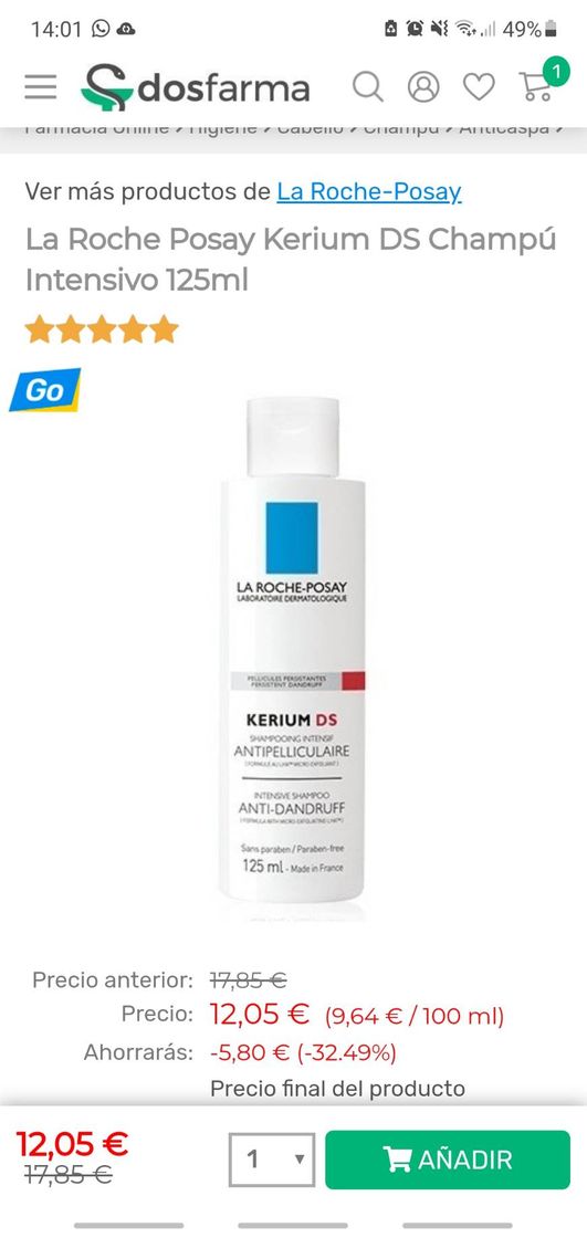 Moda La Roche Posay Kerium DS Champú Intensivo 125ml