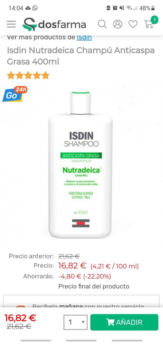 Moda Comprar Nutradeica Champú 400ml. en Farmacia online