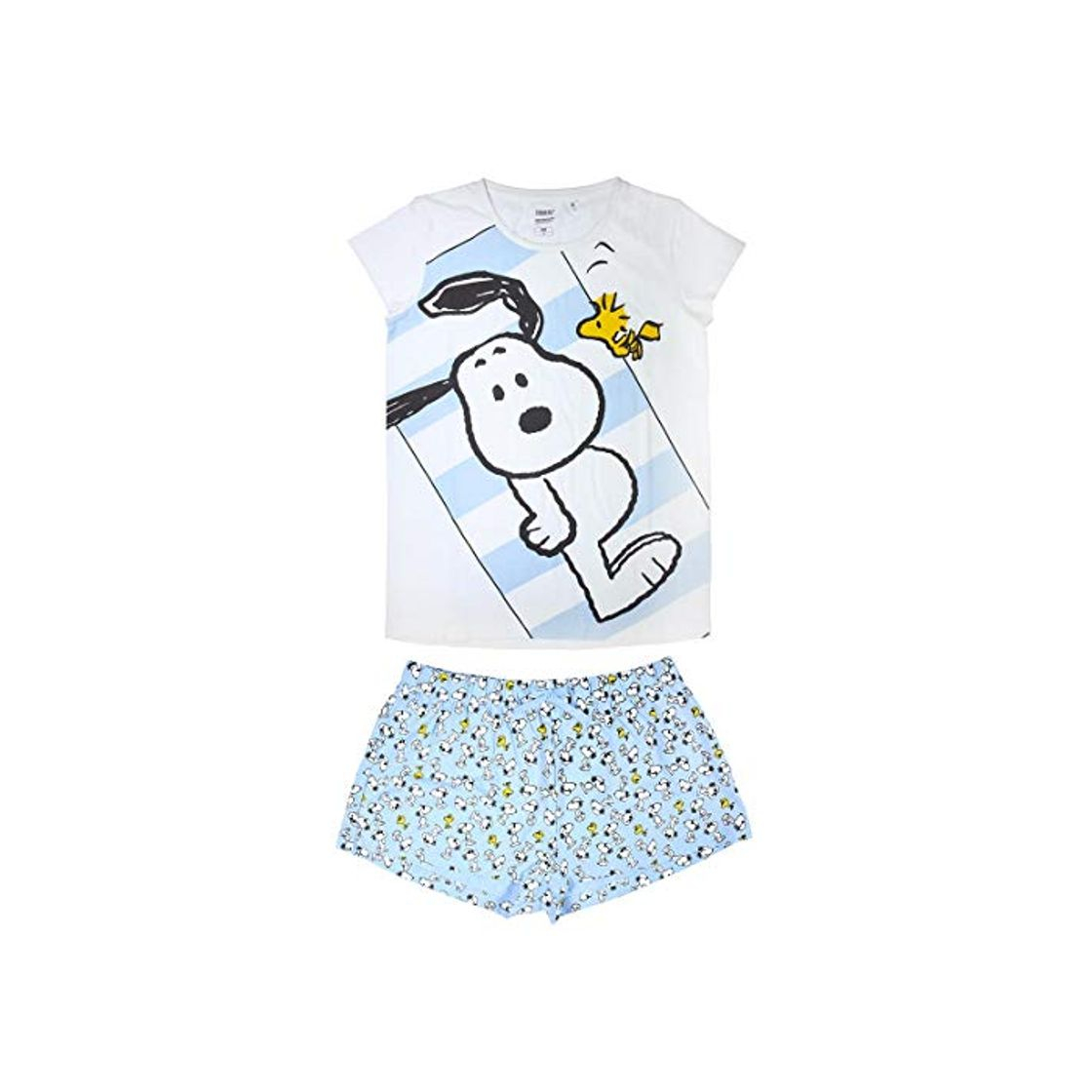 Moda Cerdá Pijama Mujer Corto Snoopy de Color Blanco Juego