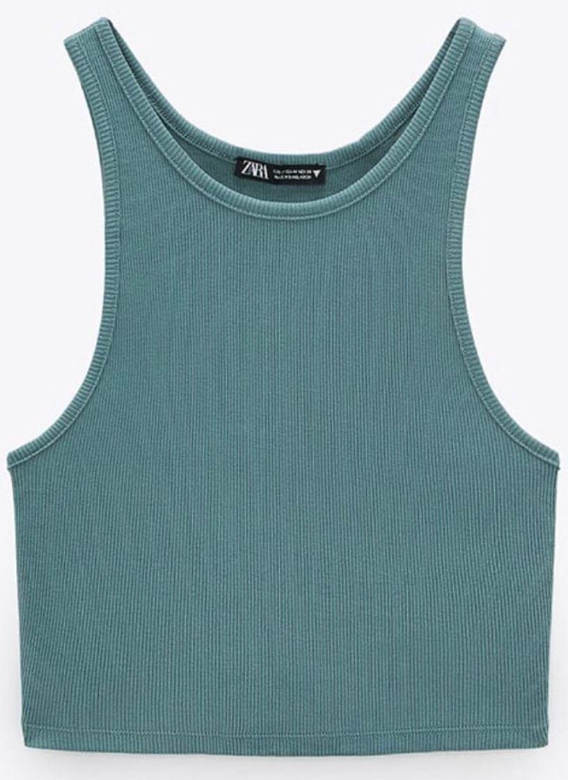 Top canalé cuello halter Zara