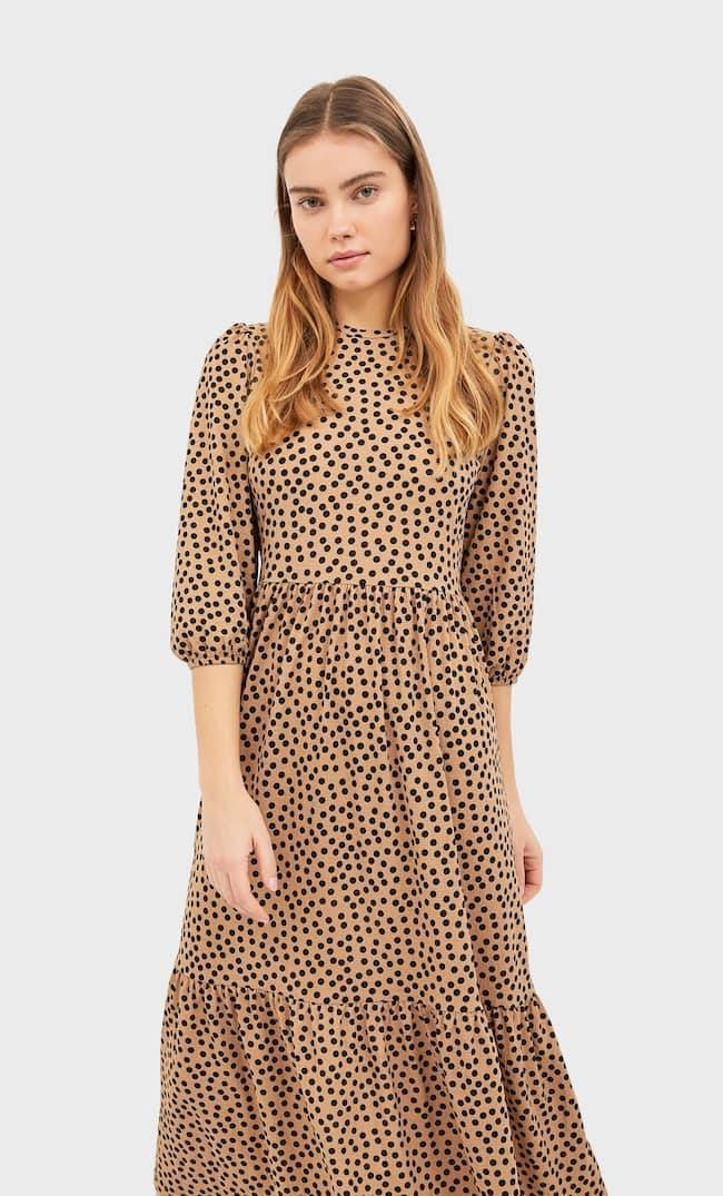 Vestido camel con lunares