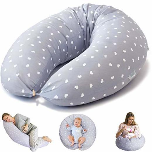 Bamibi® Almohada Embarazada Multifuncional, Cojín Lactancia Bebé, Cama Nido Bebé, Protector Cuna