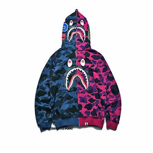 yur67 Bape Color Matching Thin Section Printing Thin Section Couple Zipper Hooded