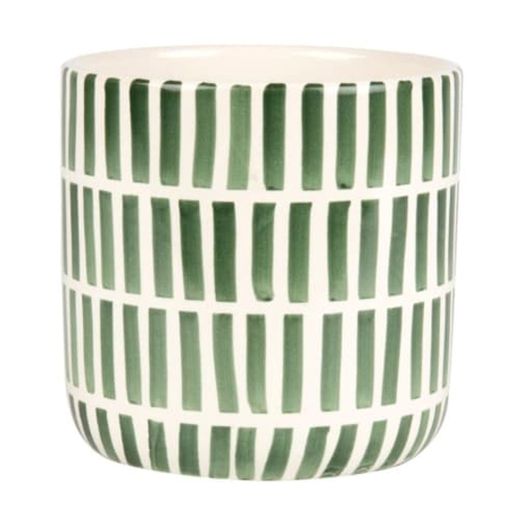 Vaso de grés verde e branco 