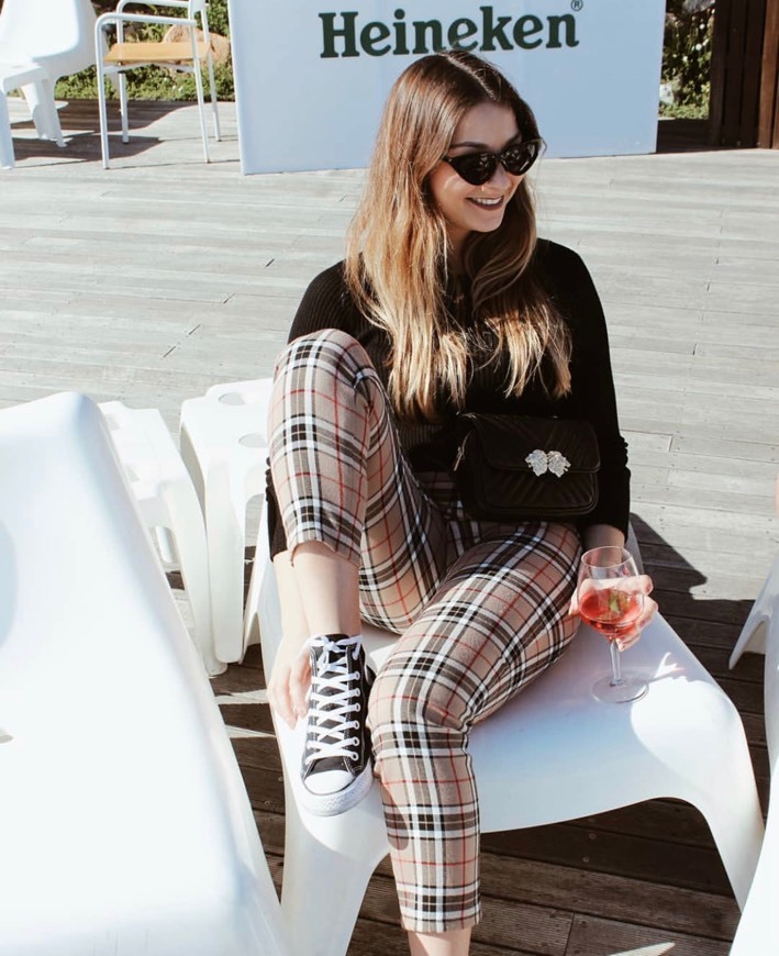 Moda trousers plaid 