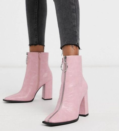 Pink Boots with Zipper 