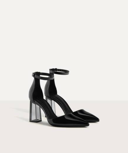 Black Shoes Transparent Heels 