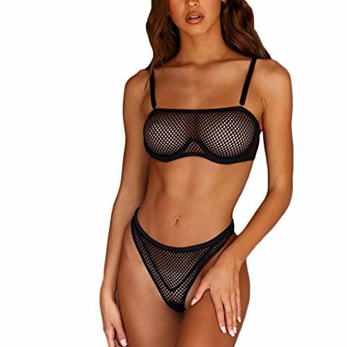 Moda RISTHY Ropa Interior Sexy Mujeres Bra Mesh Braguita Conjunto Intimo Lencería Sexy