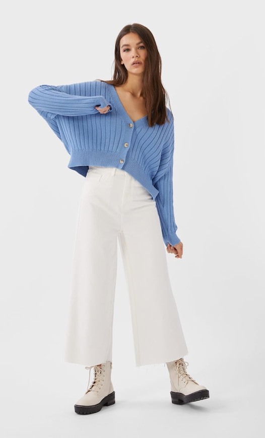  Casaco de malha cropped Stradivarius 