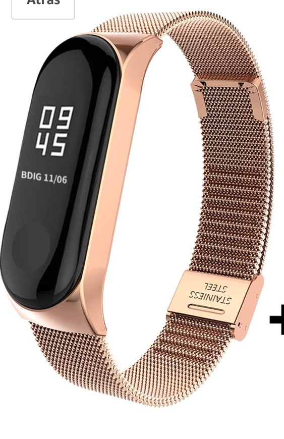 Moda Pulseira mi band 4, aço inoxidável em rose gold 