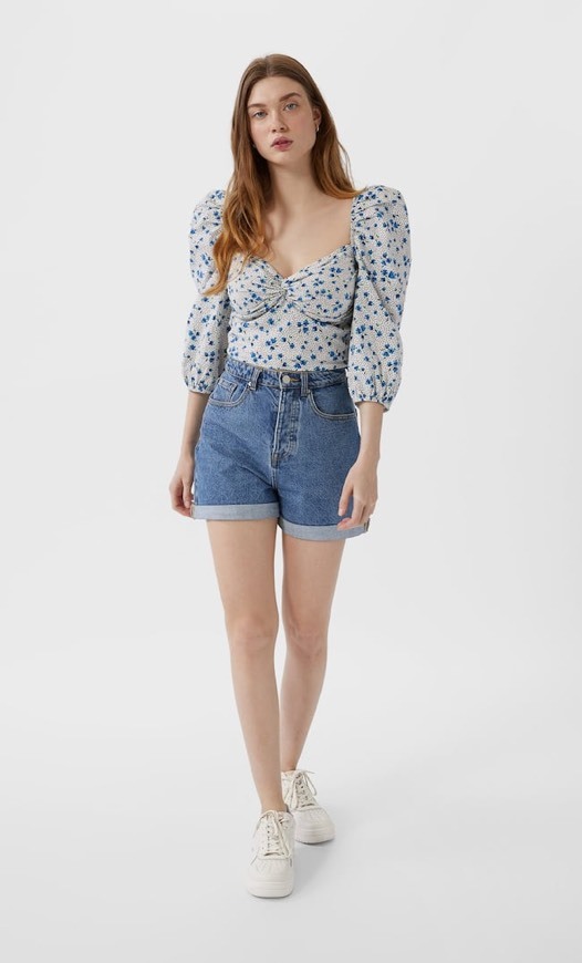 Social Calções denim mom fit 