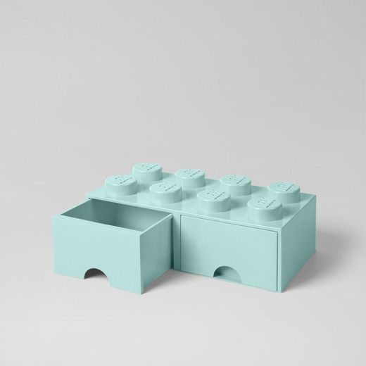 Caixa Lego verde água com duas gavetas Home Sweet Kids