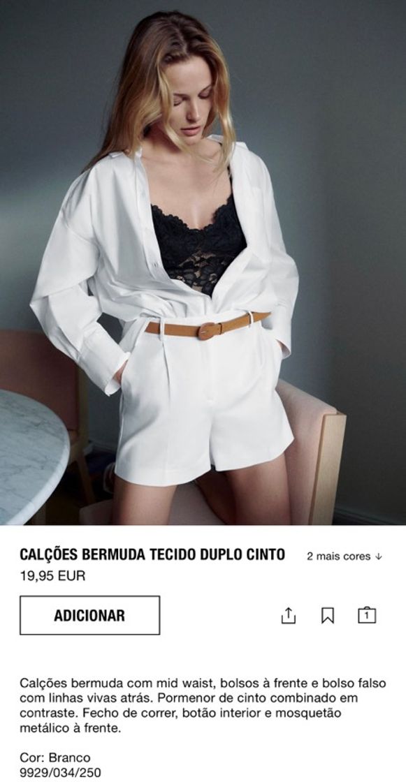 Fashion Calções bermuda tecido duplo com cinto