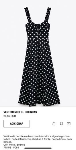 Vestido midi às bolinhas