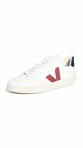 Fashion VEJA V-12 Leather Zapatillas Moda Hommes Blanco/Azul/Rojo