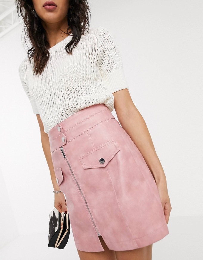 Social Falda polipiel rosa