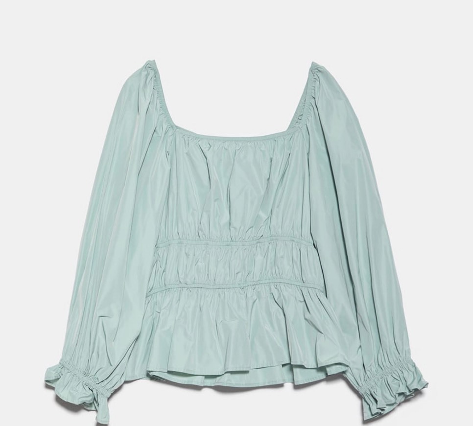 Fashion Blusa com elásticos verde-água 