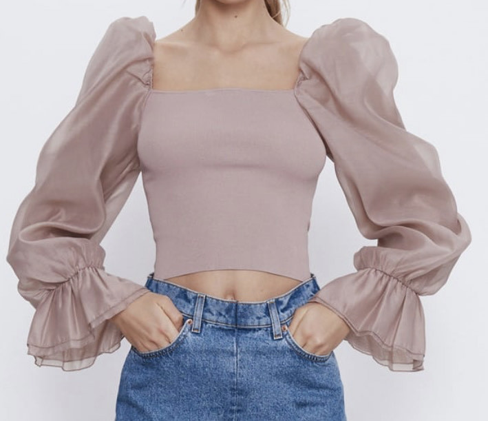 Product Zara Top Combinado com Organza