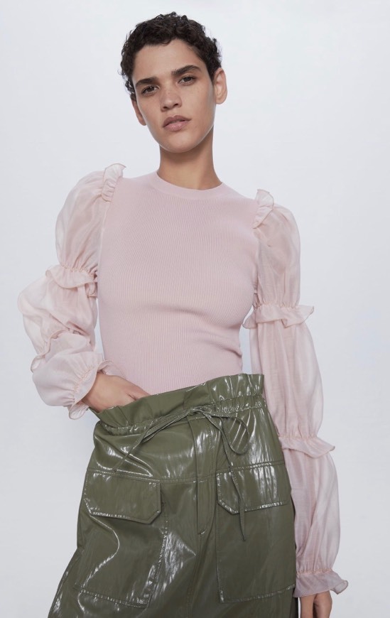Social Top de malha de organza 