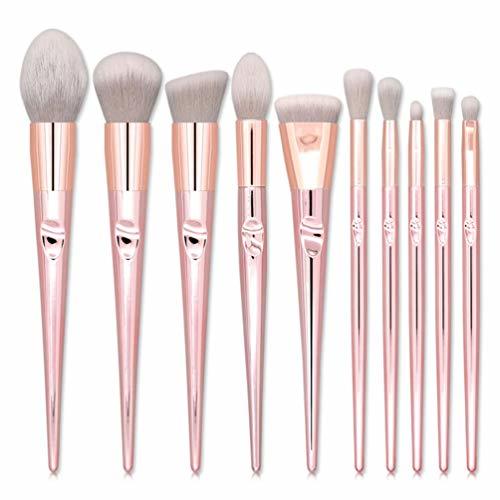 Lugar Queenaal Beauty Makeup Tool 10pcs Pinceles de Maquillaje Set Grey Hair Golden