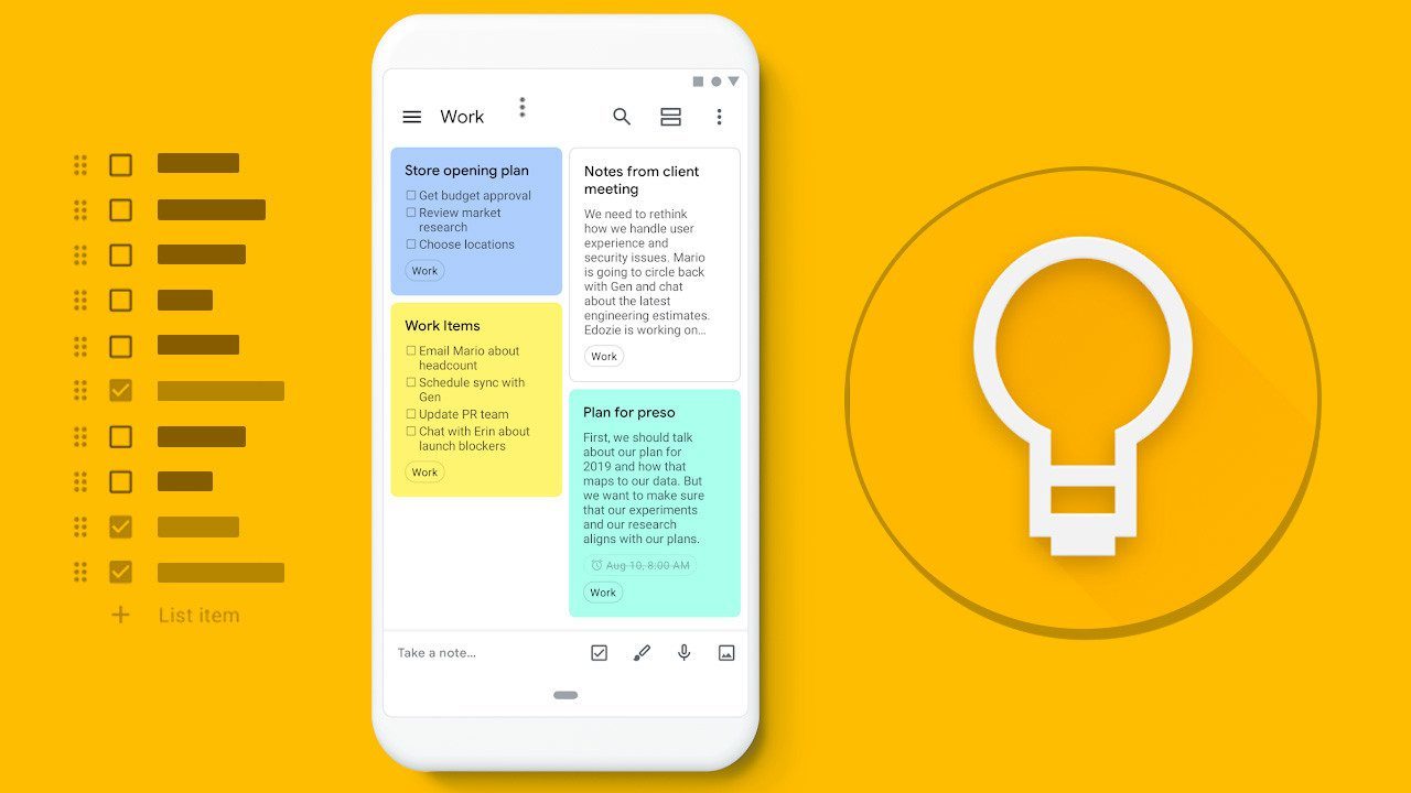 Apps Google Keep - notes and lists