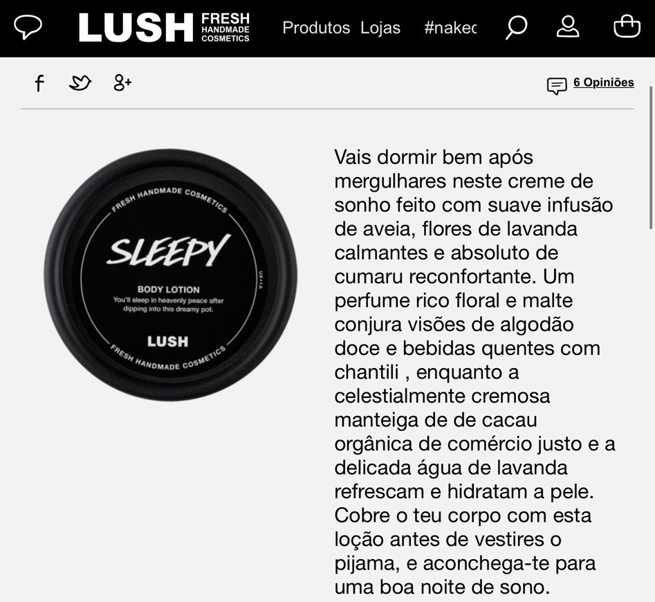 Productos Loção Corporal Lush