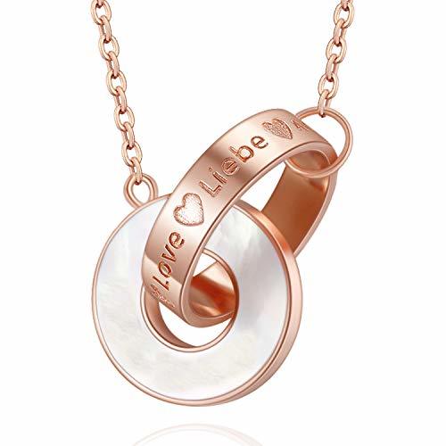 Moda MEGA CREATIVE JEWELRY Colgante Anillos Entrelazados Amor para Mujer Oro Rosa con