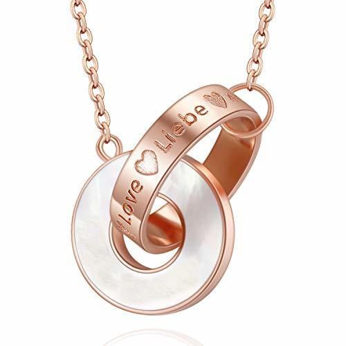 MEGA CREATIVE JEWELRY Colgante Anillos Entrelazados Amor para Mujer Oro Rosa con